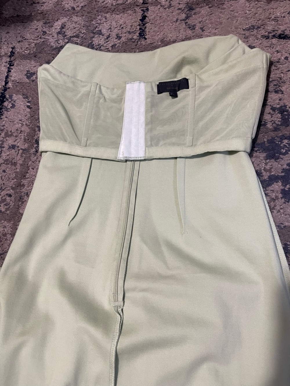 Michael Costello X Revolve Briggs Gown Ruched  Maxi Dress In Sage Size L - Picture 12 of 16